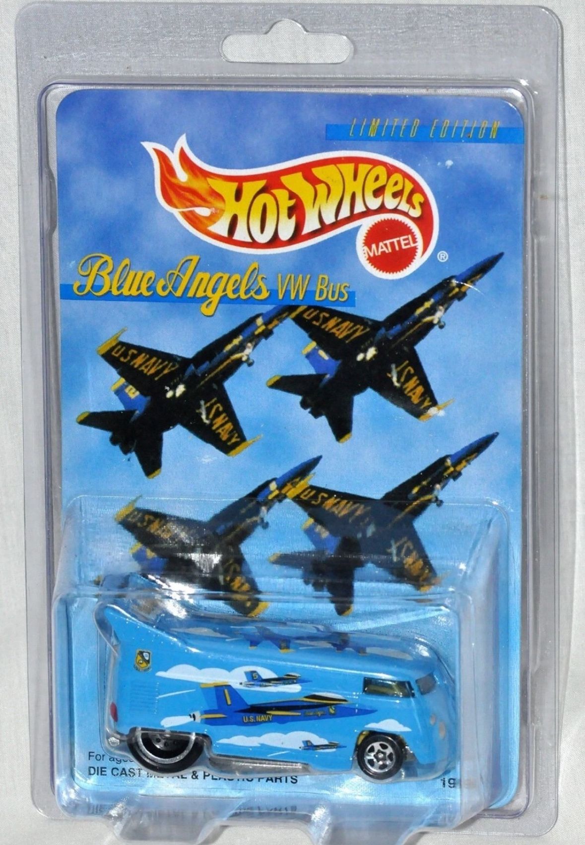 Vintage Hot Wheels 1997 Navy Blue Angels VW Drag Bus MOC Limited Edition 19690