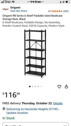 Origami RB Series 6-Shelf Foldable Steel Bookcase