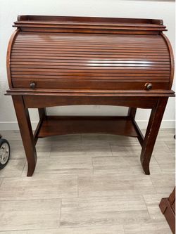 Classic Wooden Roll-Top Desk