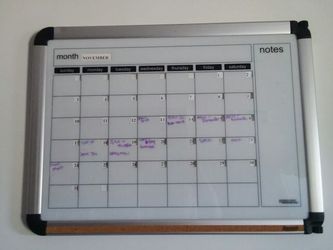 Dry erase monthly calendar
