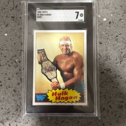 Hulk Hogan Topps 1985 WWF Card Graded 7