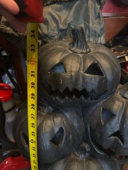 Black Jack-o-Lantern Pumpkin Stack Halloween Decoration