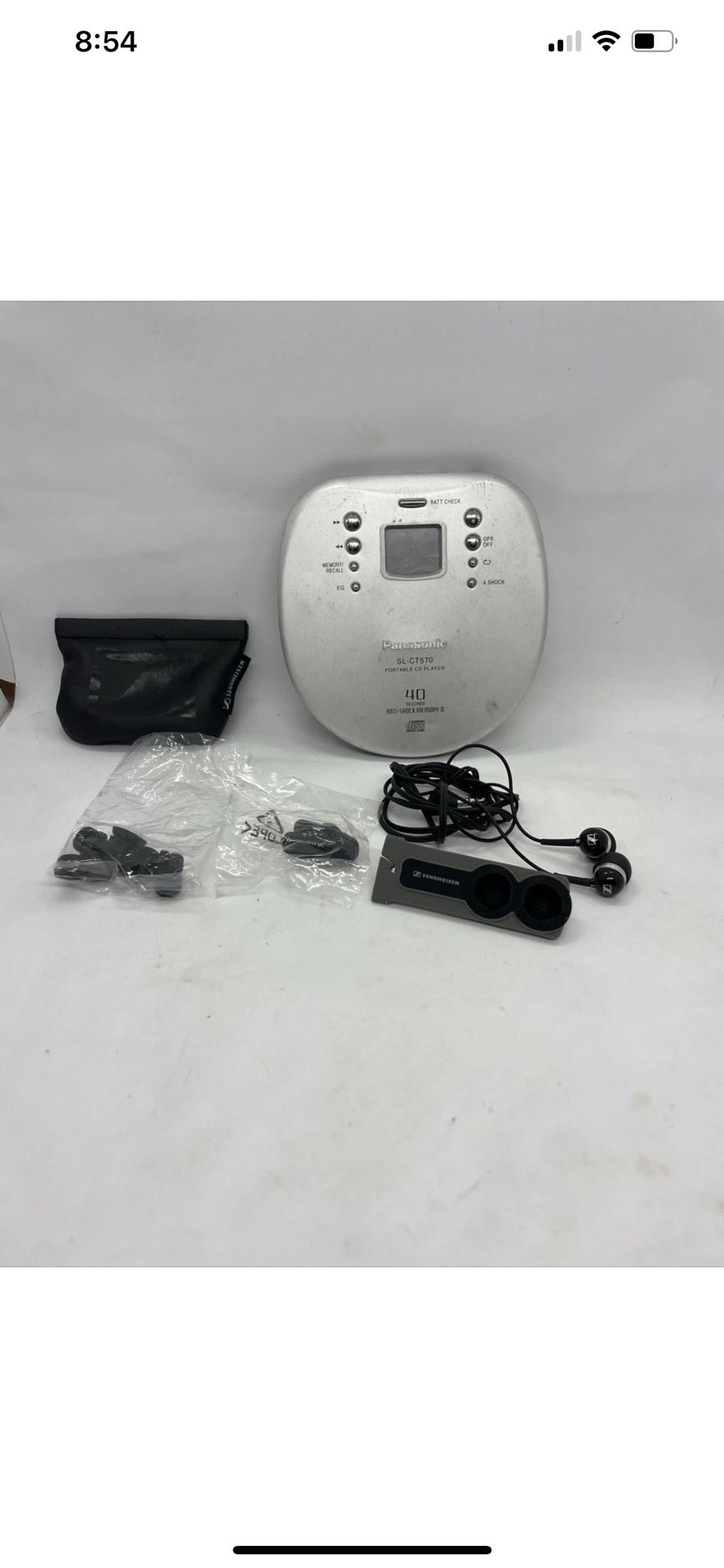 Rare Panasonic SL-CT570 CD Walkman, W/ Sennheiser Headset Tested Working
