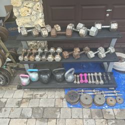 Weight Rack, Dumbbells, Plates