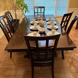 Real Cherry Wood, 81 Inch Dining Table Set 