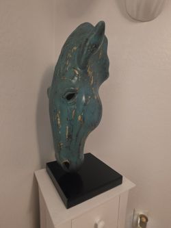 STILL WATER HORSE HEAD SCULPTURE Verdigris Bronze Cast.