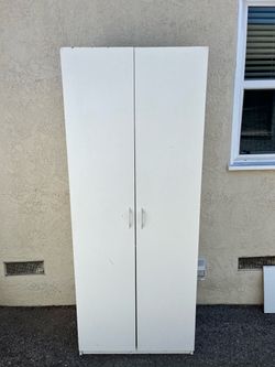 Tall White Double Door Storage Cabinet