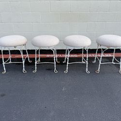Vintage Wrought Iron Stools – Set of Four
