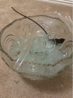 Glass Punch Bowel with Cups