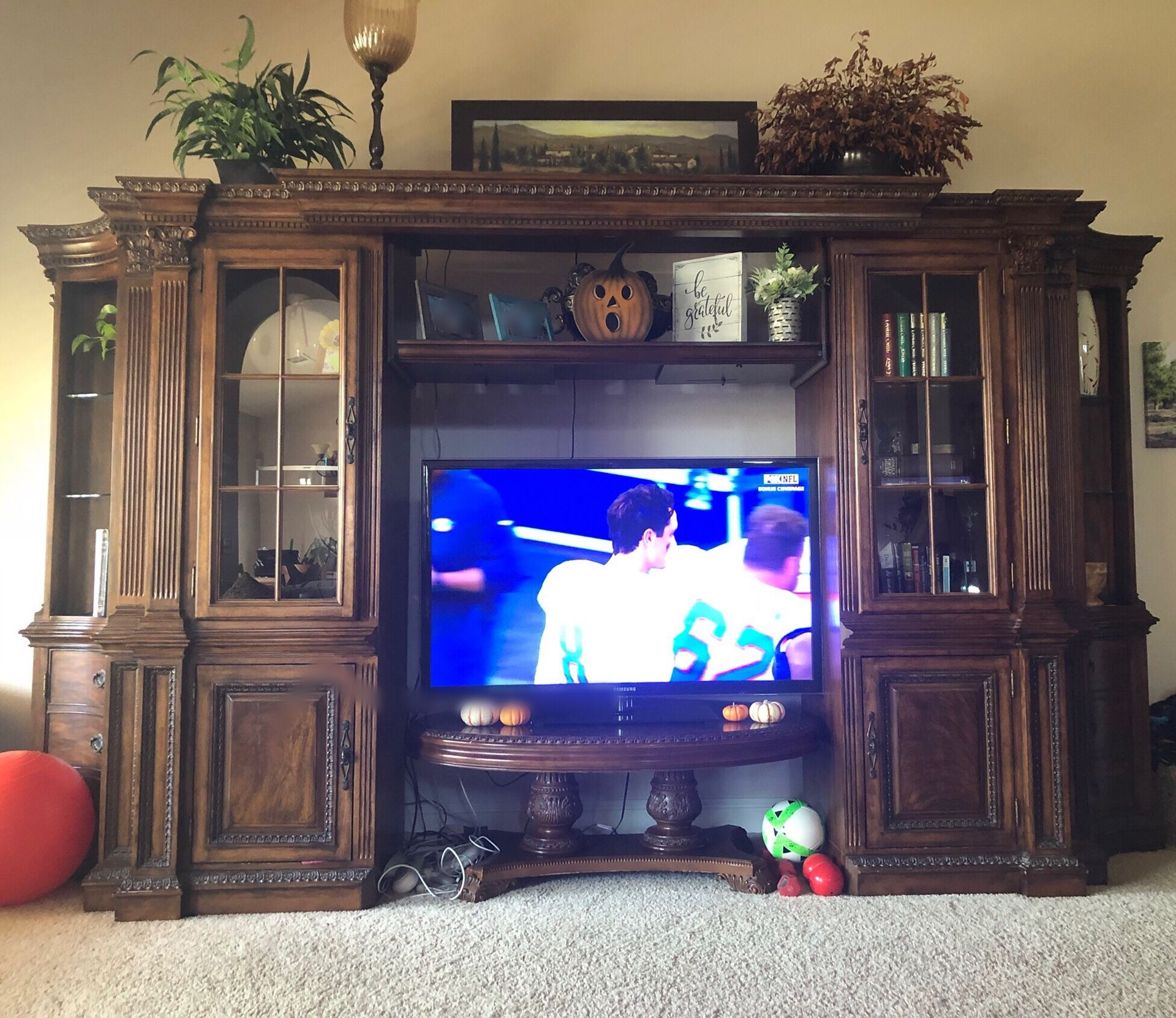 Large 12ft+ by 7ft Tall solid wood entertainment center