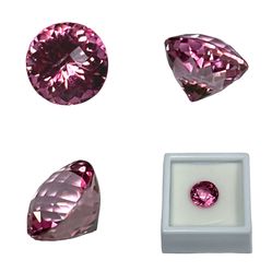 9.05 CARAT LARGE ROUND GENUINE PINK TOPAZ GEMSTONE IN GEM BOX W/ ORIG PRICE-TAG