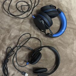2-Pack Gaming Headsets: Onn. PlayStation Wired Headset & Logitech USB Headphones