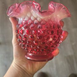 Cranberry Hobnail Bowl 
