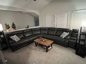 Leather power reclining sectional