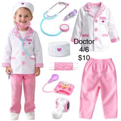 Girls Doctor Costume Career Day 4-6 Small / Traje de Doctora Niña