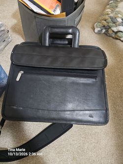 Black Leather Laptop Briefcase Bag