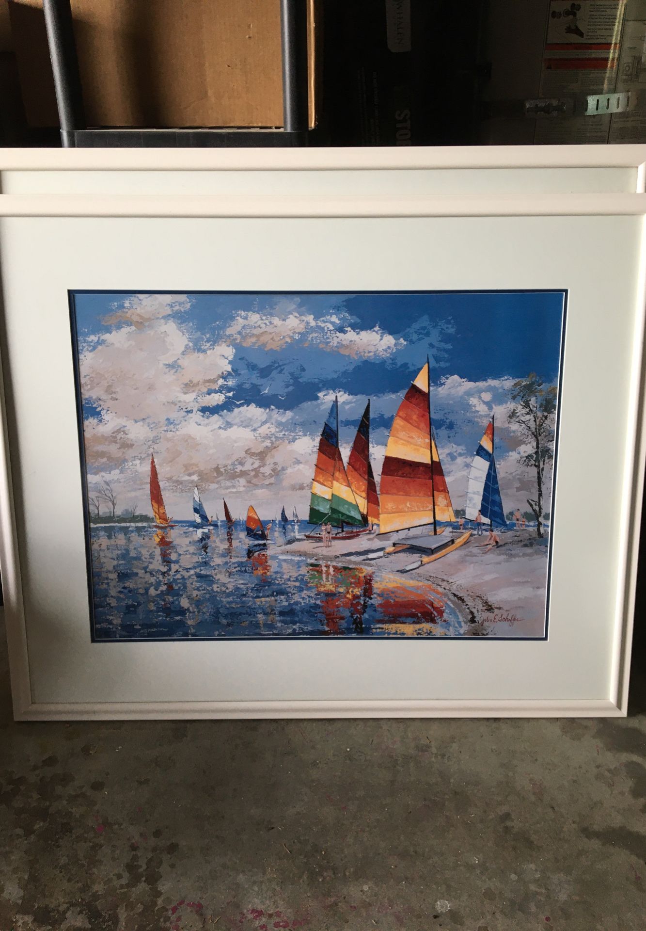 Sailboat print. 43 3/4” wide x 35 3/4” tall