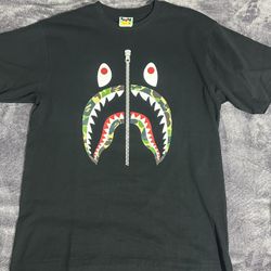 Black/green Camo Bape Shark Tee Shirt Size XL