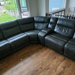 Costco Leather Power Recliner Grey Sectional
