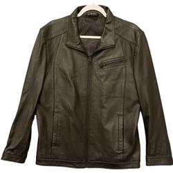 New 3XL Ounuojue Soft Black Leather Jacket 