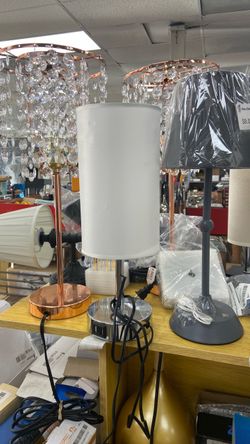 Table Lamp with White Cylinder Shade