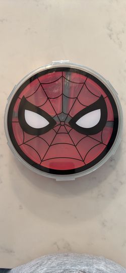Disney Store Marvel Spider-Man Sectioned Travel Plate and Lid 9” For Kids