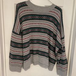 Size 4x cropped sweater from BP Nordstrom  In grey, green and red 