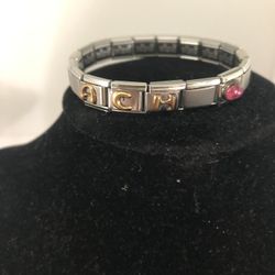 Zoppini Stainless Steel Stretch Bracelet Link Panel Signed Italy 