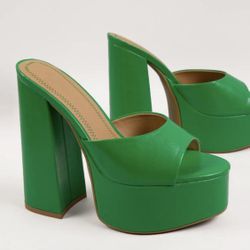 Chunky Green Heels