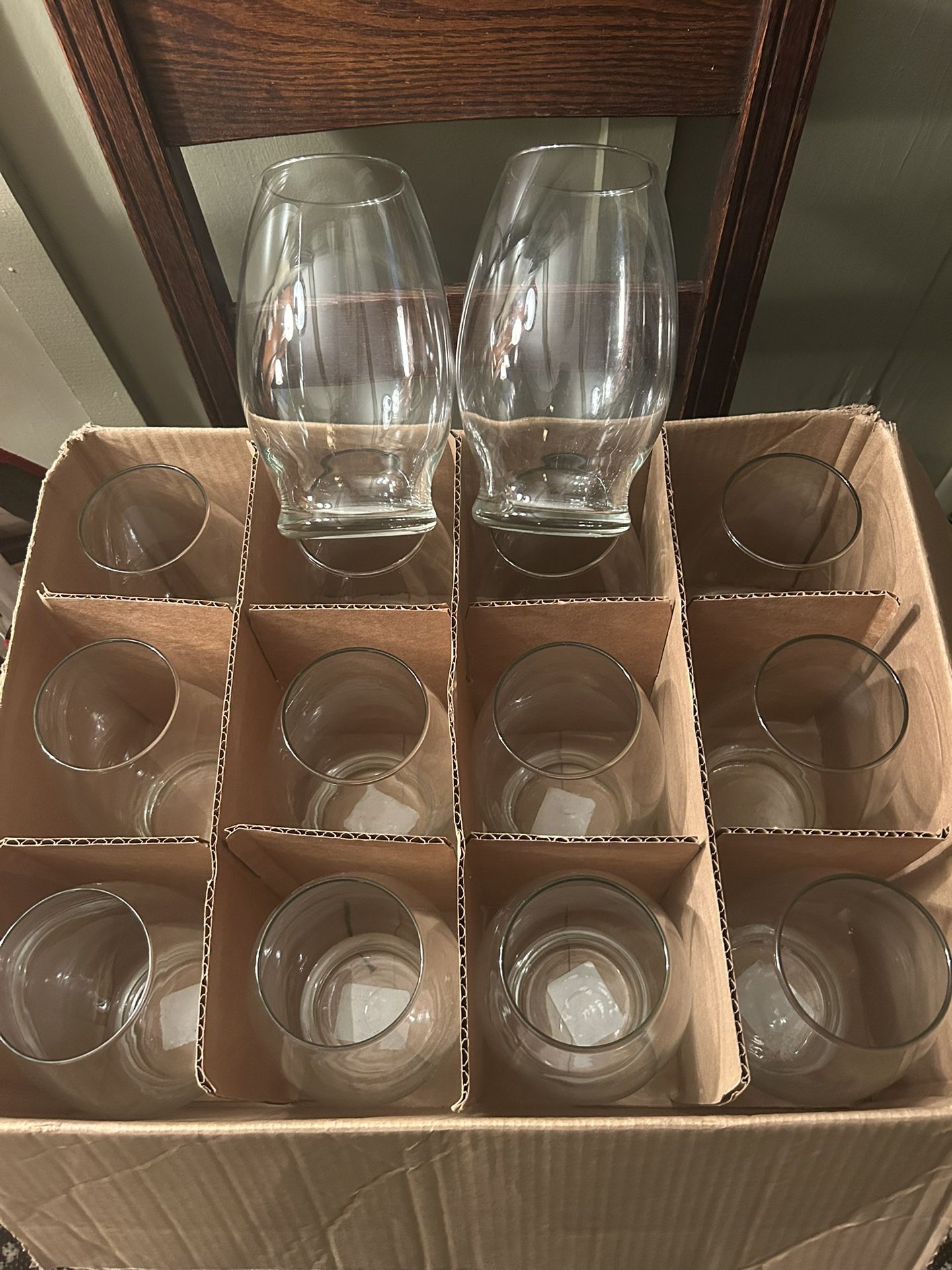 Set Of 4 Mario Glass Clear Flower Vases