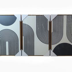 SINGLEADER Framed Canvas Print Wall Art, Spiral Parabolas & Solid Circles