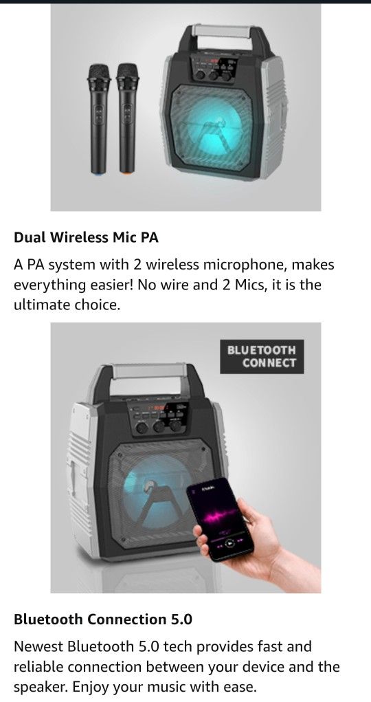 Karaoke Machine with 2 Wireless Microphone Karoke Set Good for Adults/Kids/Party Adjacent Audio B22