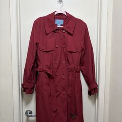 Nine West Trench Burgundy Coat 