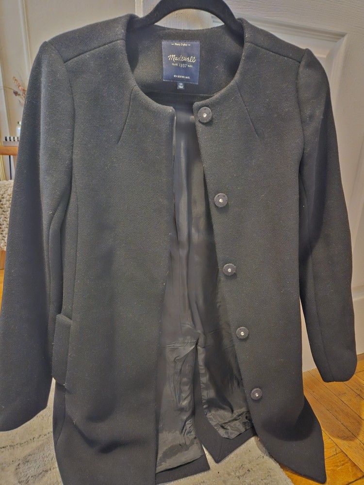 Madewell Curator Wool Blend Black Coat Women's XS