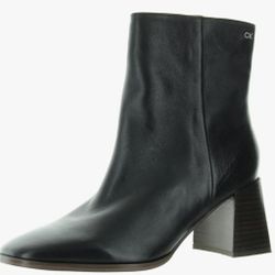 Calvin Klein Broma Size 9 Black Leather Mid Calf Boot Sold Out Never Worn 