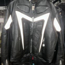 Leather Motorcycle Reflective Jacket