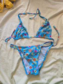 New Bikini Blue With Flowers M/S