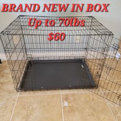 New IN Box! L'xl Dog Crate 2 Doors With Tray Up To 70lbs Folding Puppy Dog Kennel Animal Cage Add A Bed For $10/ $15 