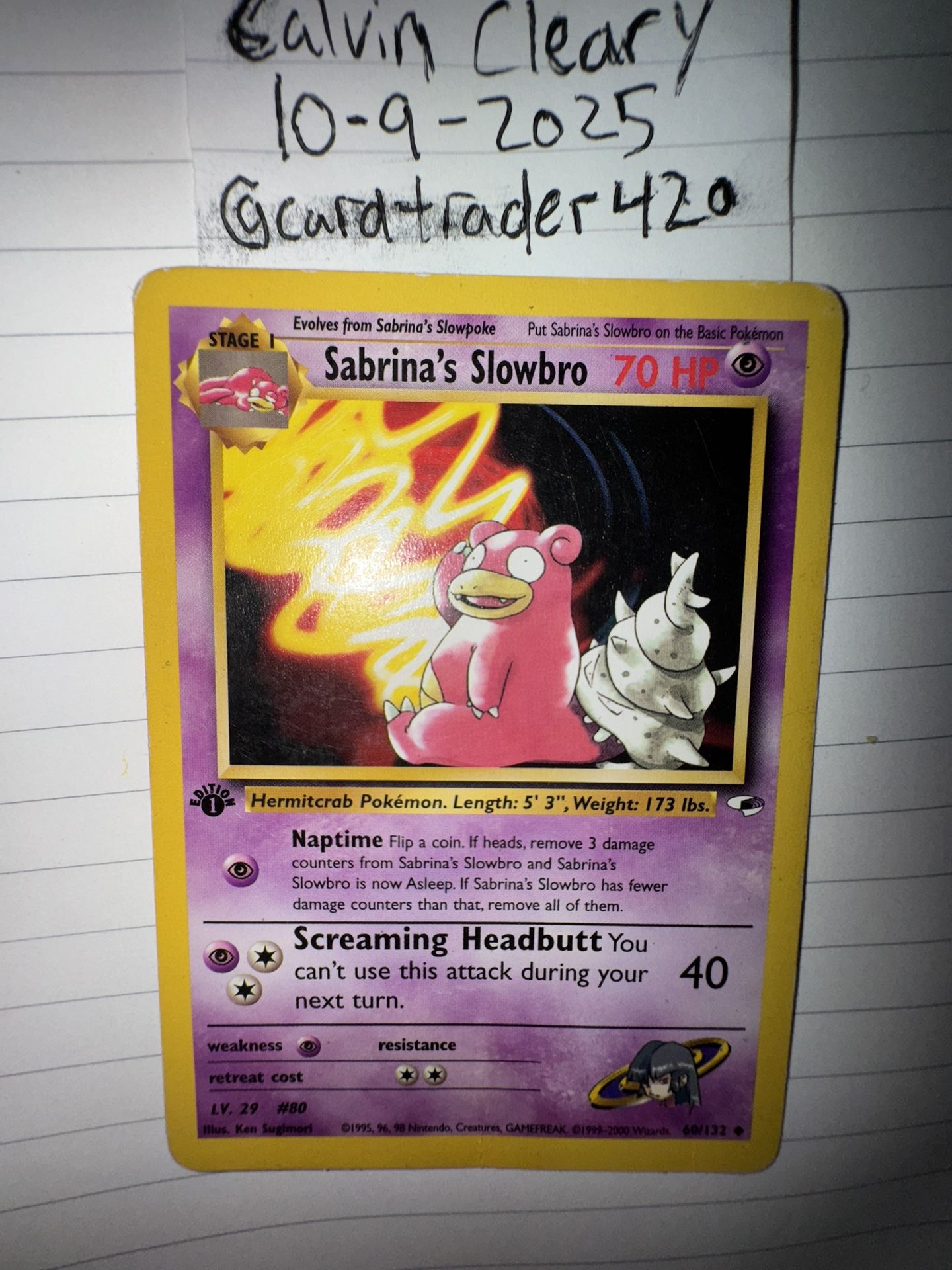 Sabrina's Slowbro [1st Edition] #60 Pokemon Gym Heroes