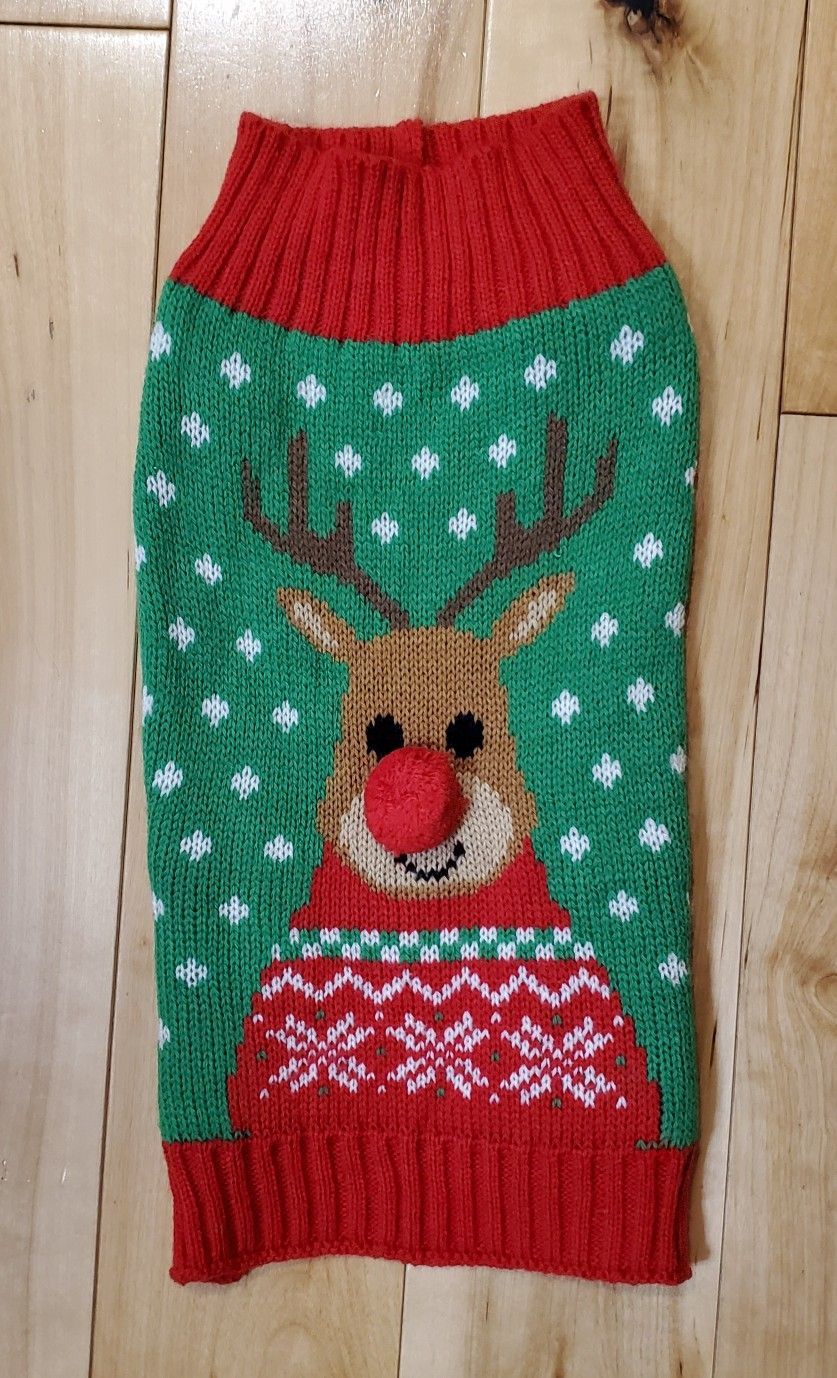 NEW Rudolph The Red Nose Reindeer Dog Sweater (S)
