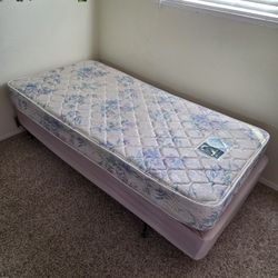 Twin Bed W/ Box Spring And Frame. CLEAN