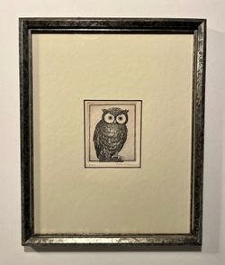 RARE! Circa 1960s Carolyn Millard Limited Edition 42/200 OWL Etching Signed