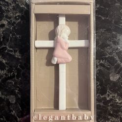 Baby Girl Wall Cross Porcelain - Elegant Baby