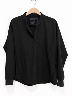 FIGS Rafaela Black Long Sleeve Scrub Top Women’s Small With Pockets