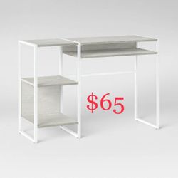 Paulo Wood Writing Desk with Storage Weathered White