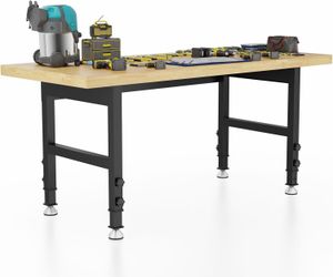 2288a $120  60'' Adjustable Workbench Table, Metal Tool Bench Work Bench for Garage, Large Load Capacity Workshop Table for Office,Workshop,Home, Easy