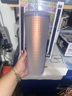 2022 Starbucks Soft Touch White Frosted Gridded Iridescent Tumbler