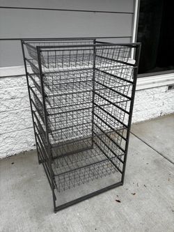 Metal storage rack with drawers