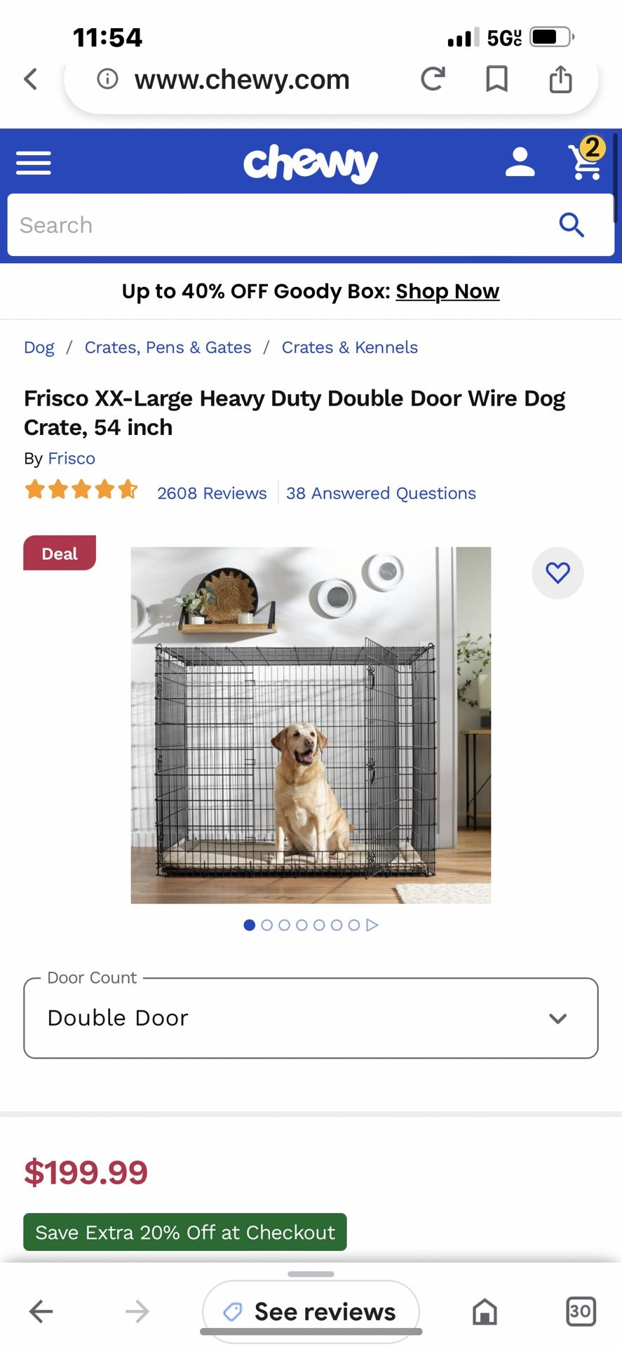 54 Inch XXL Doge Crate Can Fit Very Large Dogs 