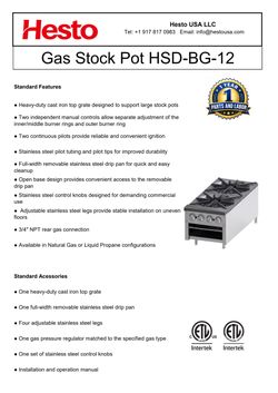 Hesto HSD-BG-12 Gas Stock Pot - New